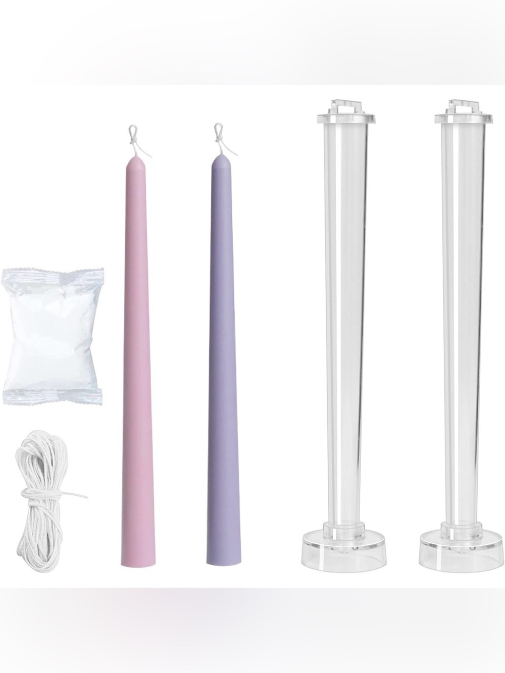 Classic Tall Candle Mold Clear Plastic Pillar Candlestick Mold - 2 pack 10.24 in